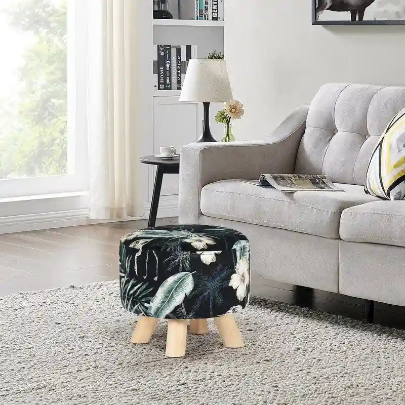 Repose-pieds ottoman rond moderne en velours