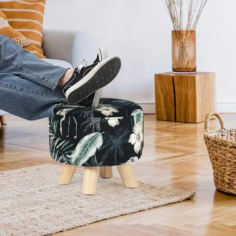 Repose-pieds ottoman rond moderne en velours