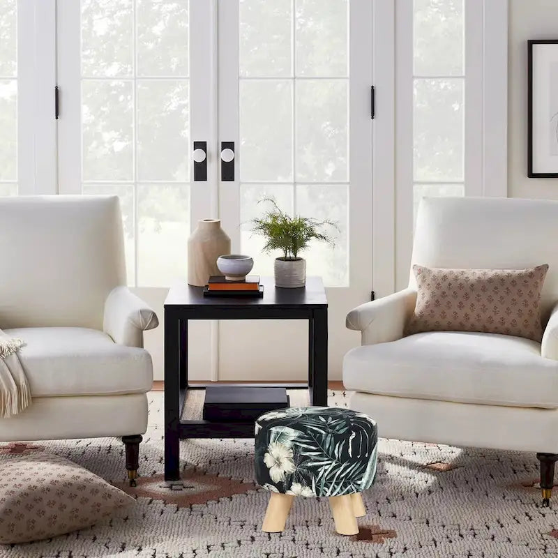 Repose-pieds ottoman rond moderne en velours
