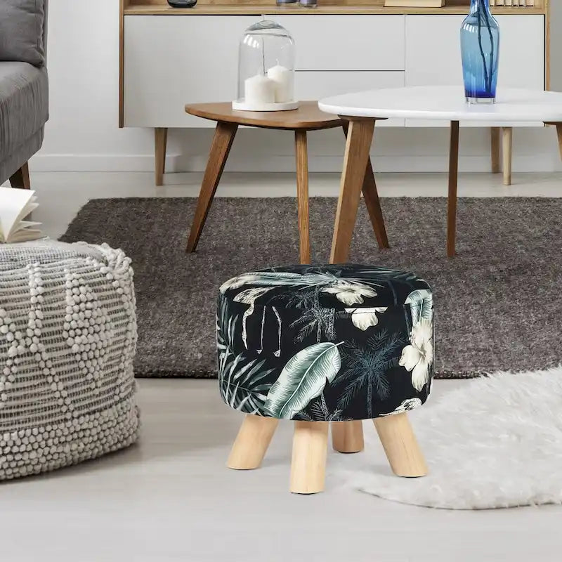 Repose-pieds ottoman rond moderne en velours