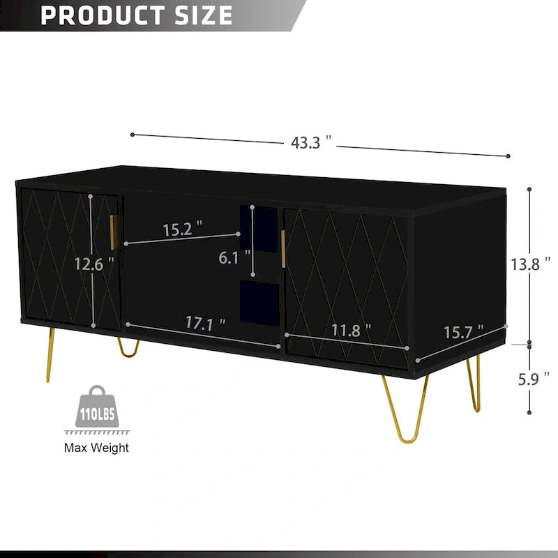 Meuble TV, console TV, meuble de rangement en bois pour divertissement