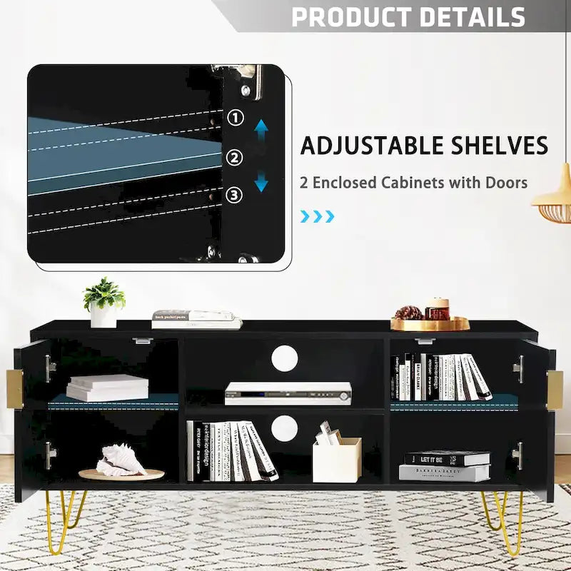 Meuble TV, console TV, meuble de rangement en bois pour divertissement