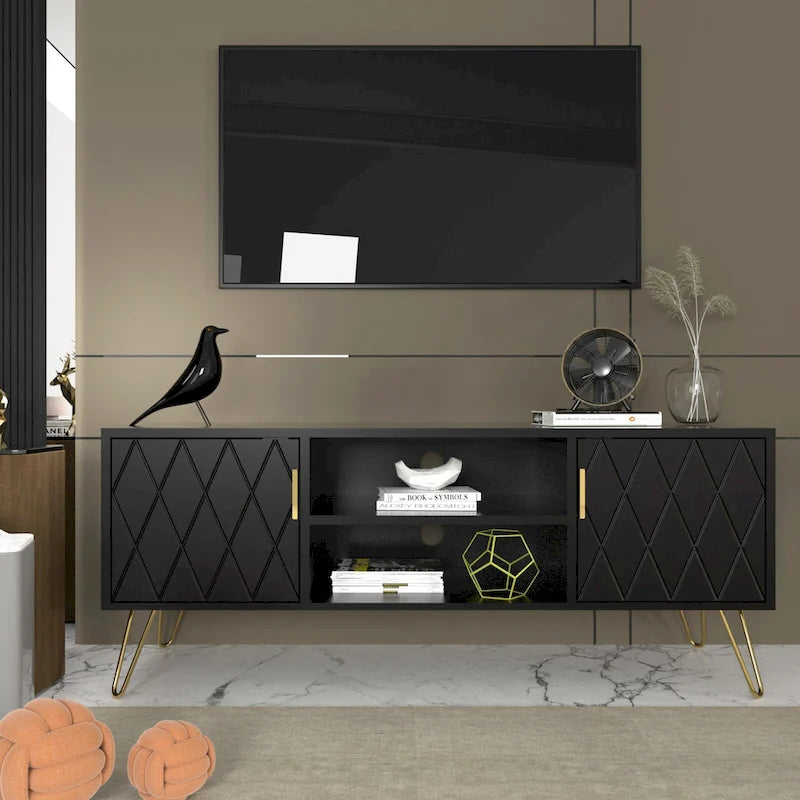Meuble TV, console TV, meuble de rangement en bois pour divertissement