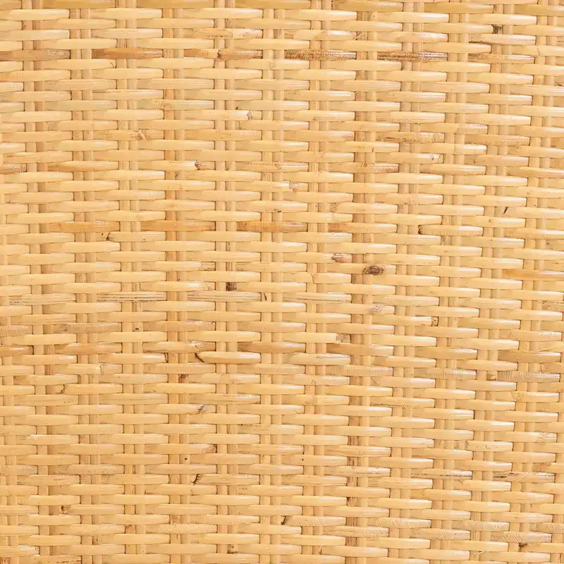 Chaise de salle à manger moderne bohème en chêne marron acajou et rotin naturel