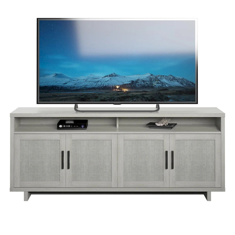 Meuble TV pour téléviseurs jusqu'à 80 pouces avec portes en lin