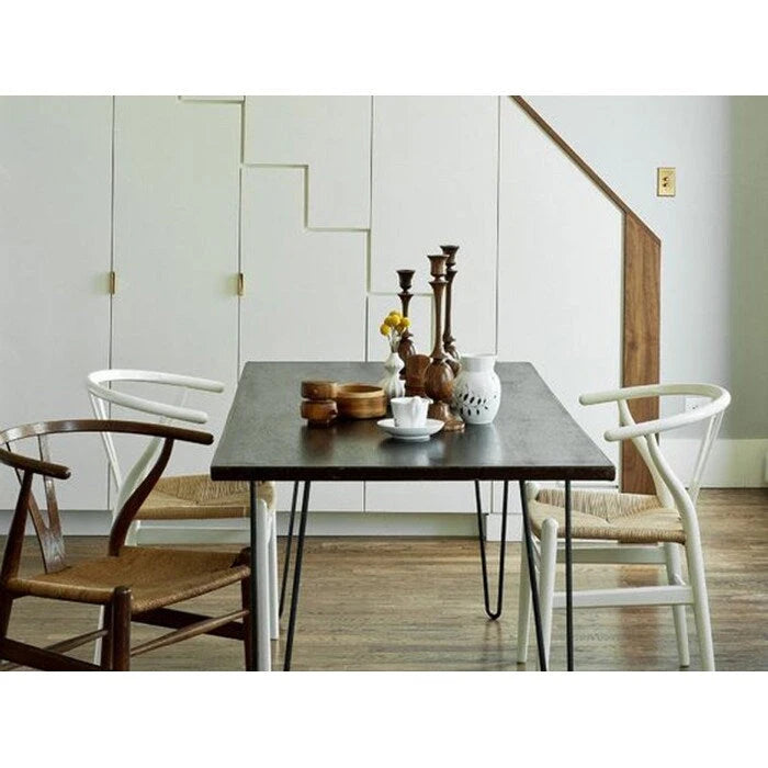 Chaise à accoudoirs rouge moderne en bois, dossier en Y ouvert, contemporaine pour cuisine, salle à manger avec assise tressée
