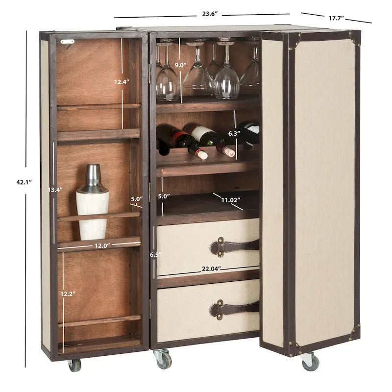 Meuble bar de rangement beige - 24Lx18Px42H