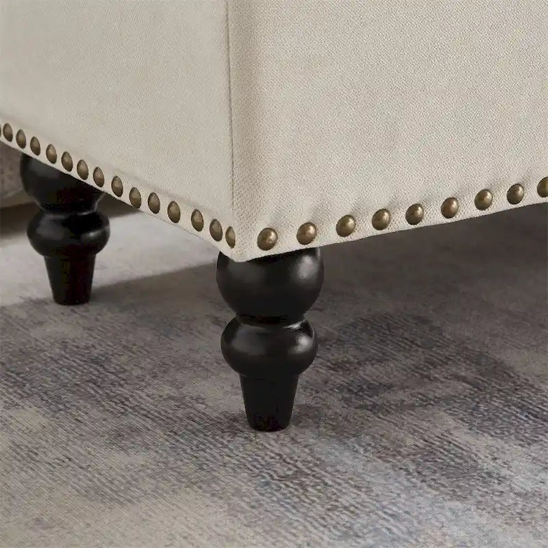 Banc de lit/ottoman de 59 po avec rangement en tissu