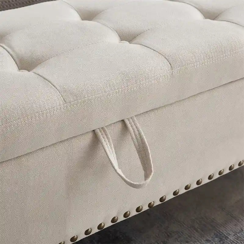 Banc de lit/ottoman de 59 po avec rangement en tissu
