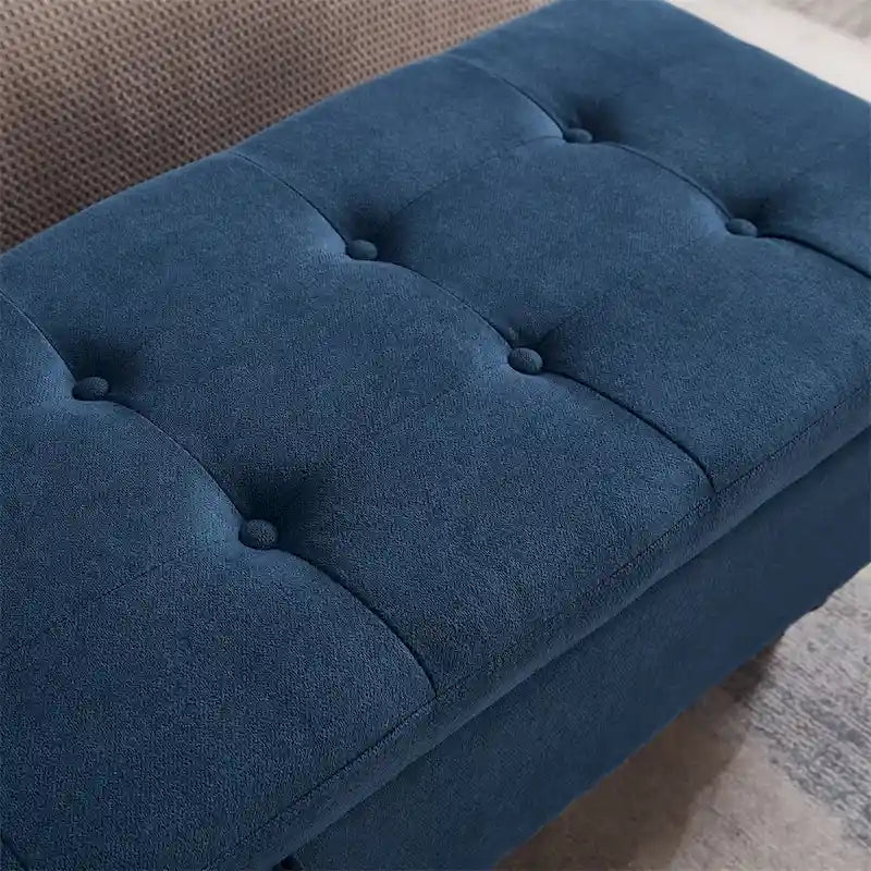 Banc de lit/ottoman de 59 po avec rangement en tissu