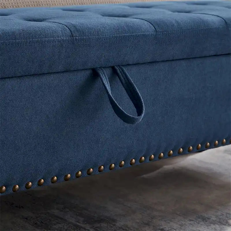 Banc de lit/ottoman de 59 po avec rangement en tissu