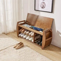 Banc de rangement pour chaussures en bambou avec coussin rembourré
