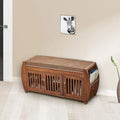 Banc de rangement à chaussures en bambou avec espace de rangement et coussin d'assise rembourré, pour entrée, salon, chambre, marron