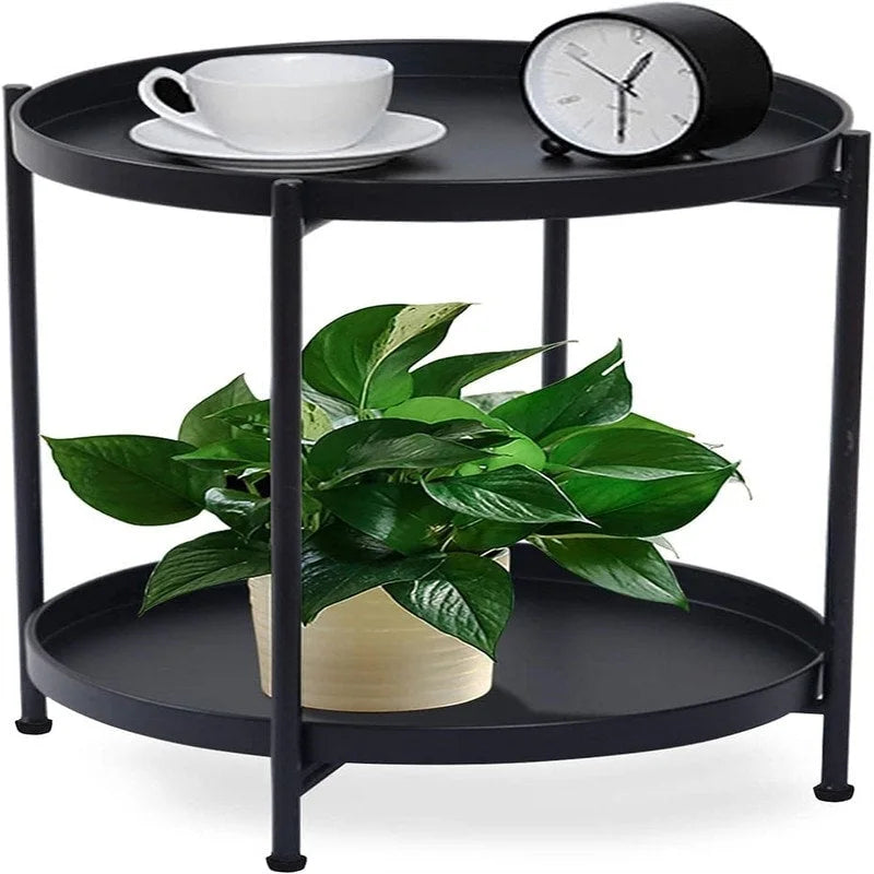 Table d'appoint de canapé en métal à 2 niveaux – 15P x 15L x 20H