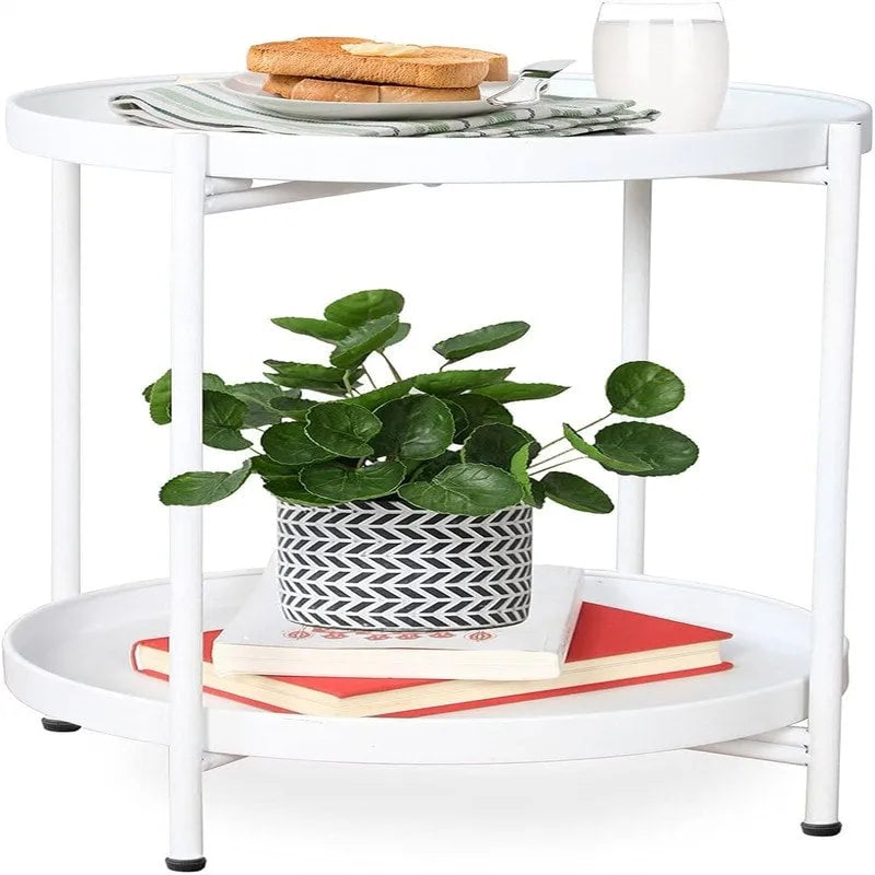 Table d'appoint de canapé en métal à 2 niveaux – 15P x 15L x 20H
