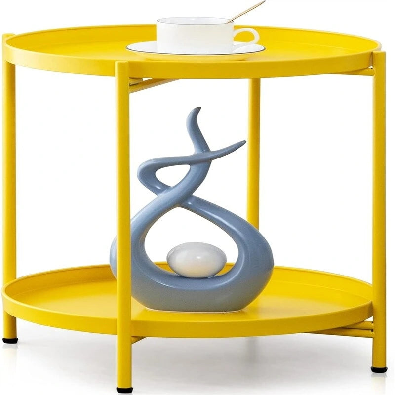 Table d'appoint de canapé en métal à 2 niveaux – 15P x 15L x 20H