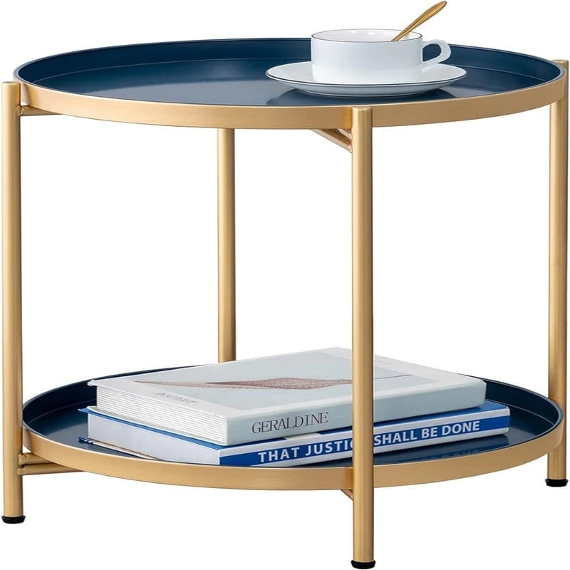 Table d'appoint de canapé en métal à 2 niveaux – 15P x 15L x 20H