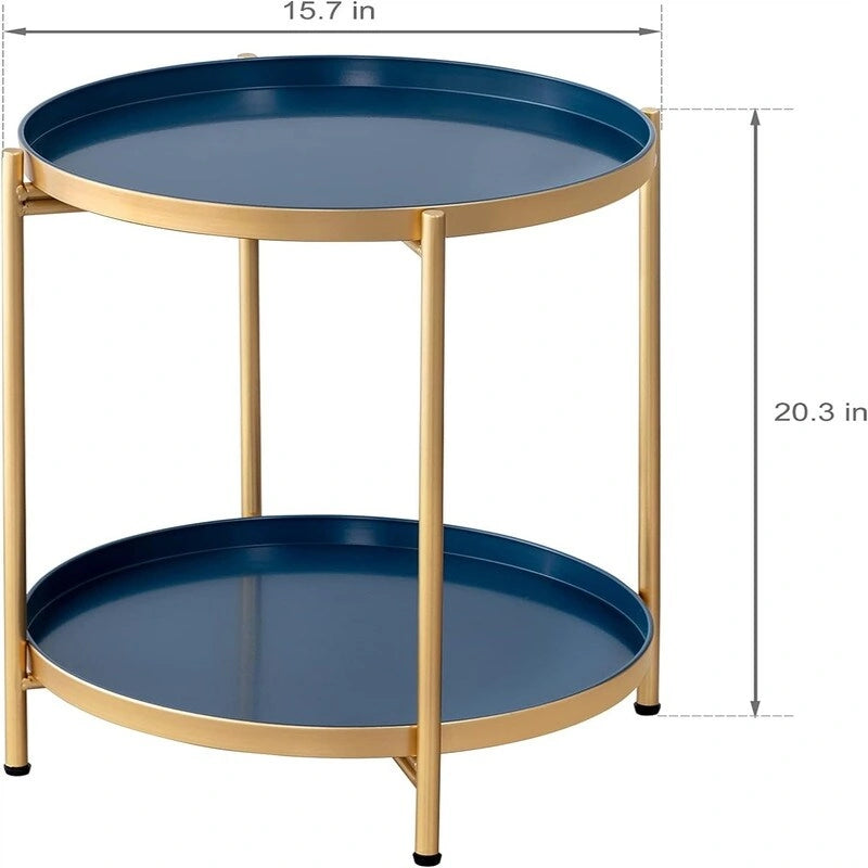 Table d'appoint de canapé en métal à 2 niveaux – 15P x 15L x 20H
