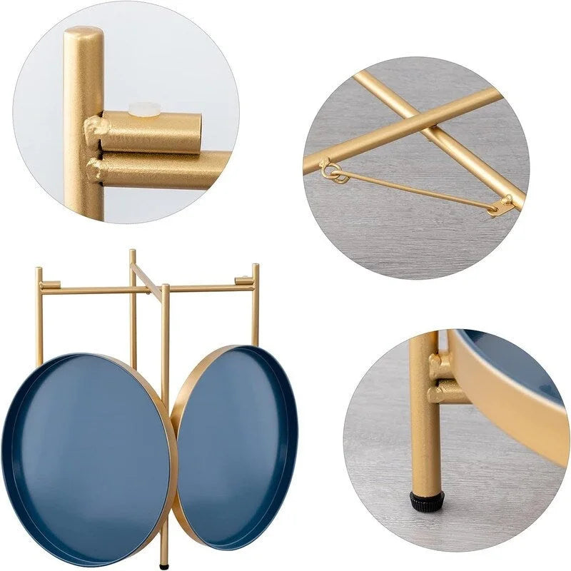 Table d'appoint de canapé en métal à 2 niveaux – 15P x 15L x 20H