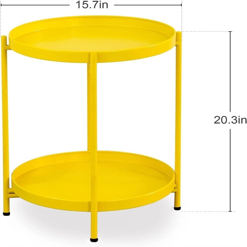 Table d'appoint de canapé en métal à 2 niveaux – 15P x 15L x 20H