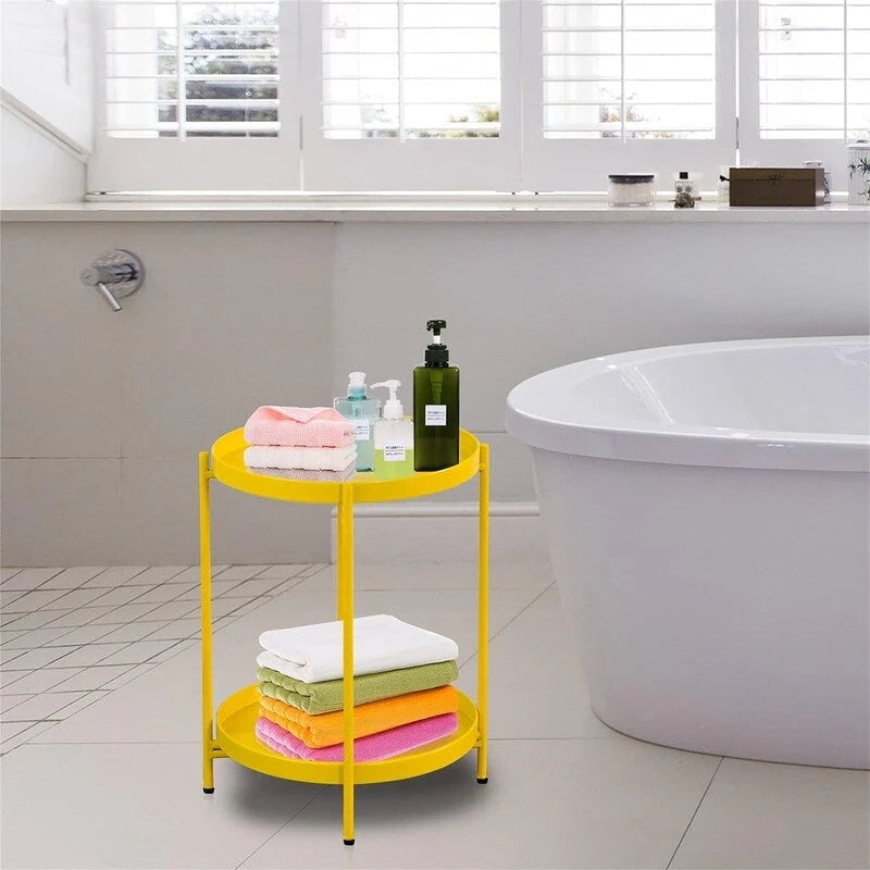 Table d'appoint de canapé en métal à 2 niveaux – 15P x 15L x 20H