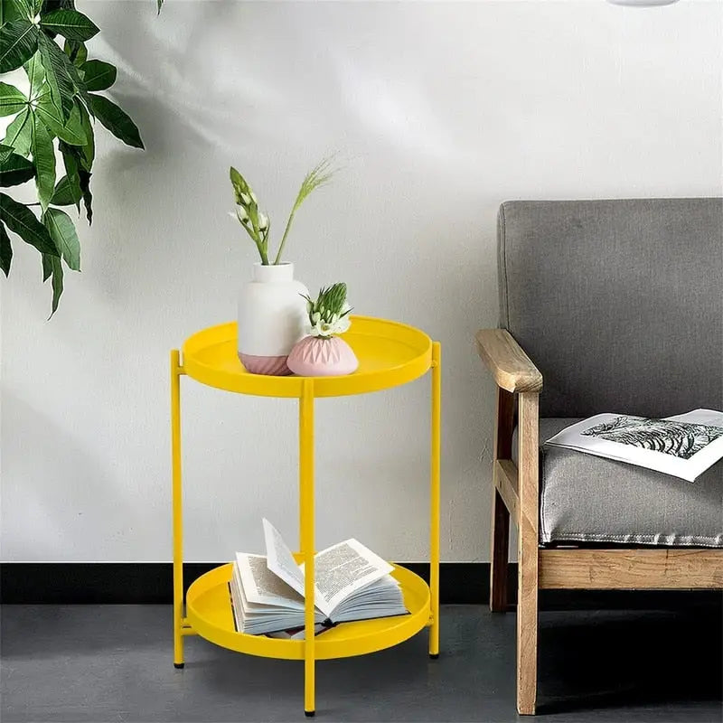 Table d'appoint de canapé en métal à 2 niveaux – 15P x 15L x 20H