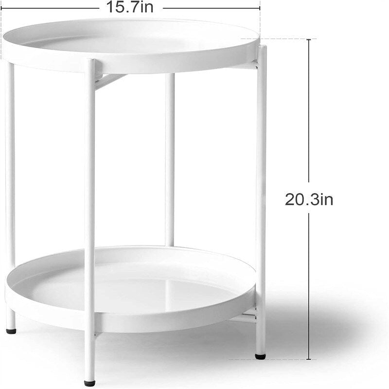 Table d'appoint de canapé en métal à 2 niveaux – 15P x 15L x 20H