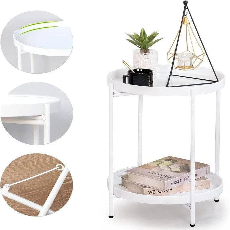 Table d'appoint de canapé en métal à 2 niveaux – 15P x 15L x 20H