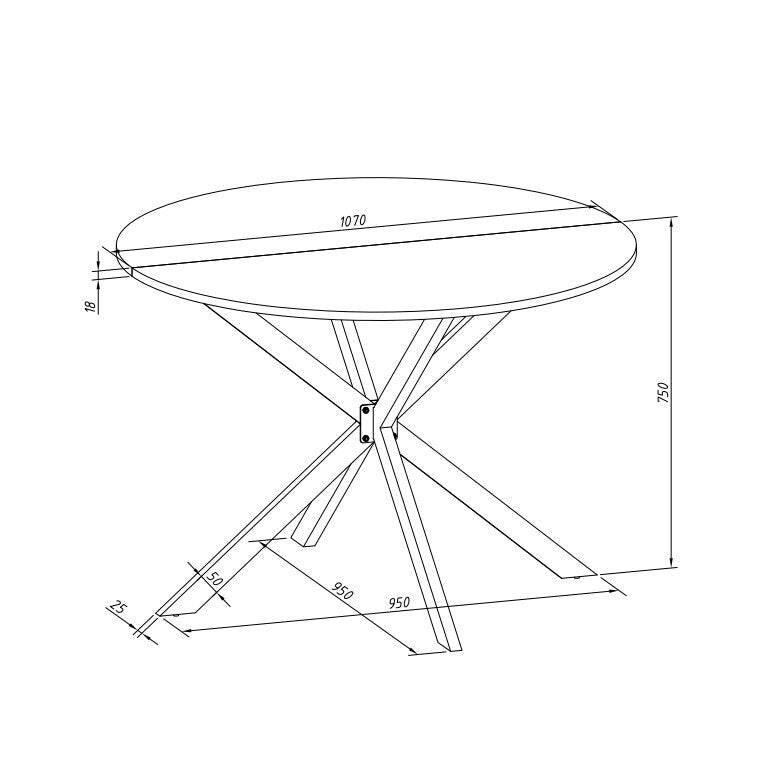 42,13 Table de salle à manger ronde moderne à pieds croisés