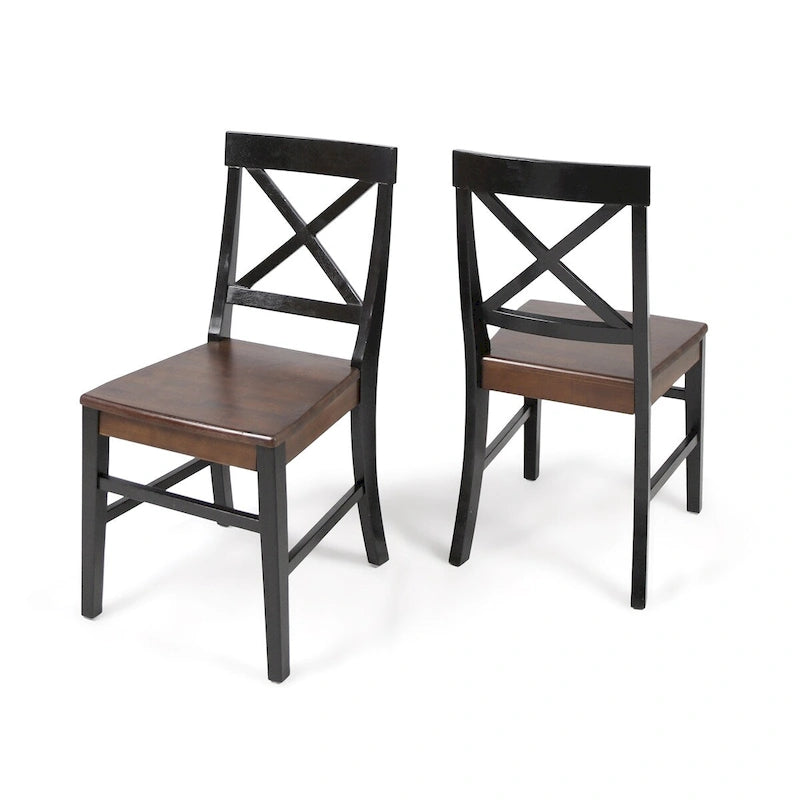 Chaises de salle à manger en bois d'acacia de ferme, ensemble de 2