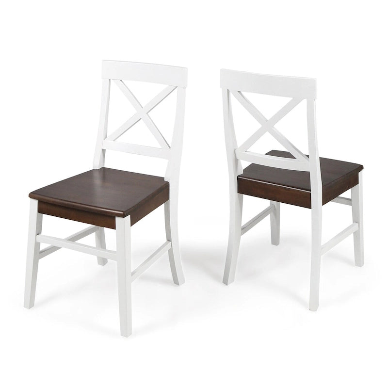 Chaises de salle à manger en bois d'acacia de ferme, ensemble de 2