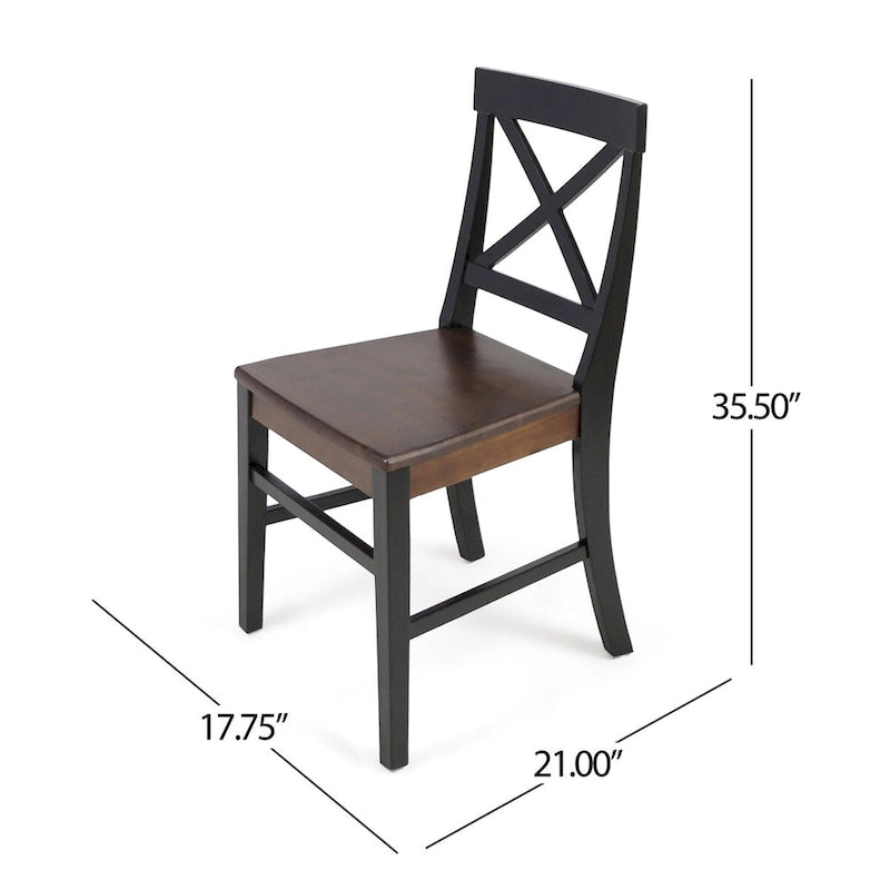 Chaises de salle à manger en bois d'acacia de ferme, ensemble de 2