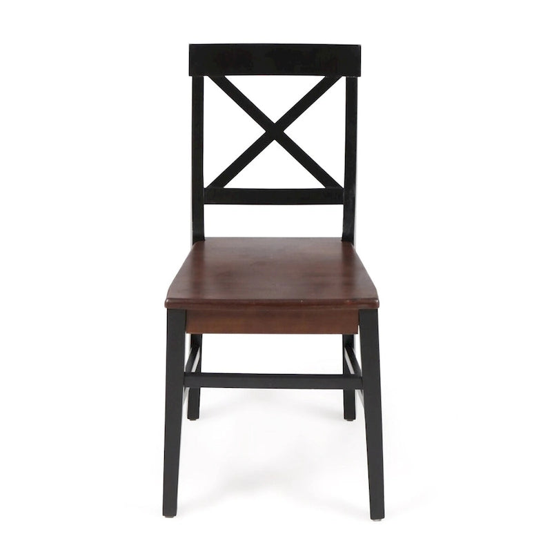 Chaises de salle à manger en bois d'acacia de ferme, ensemble de 2