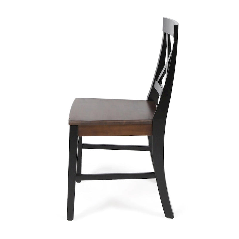 Chaises de salle à manger en bois d'acacia de ferme, ensemble de 2