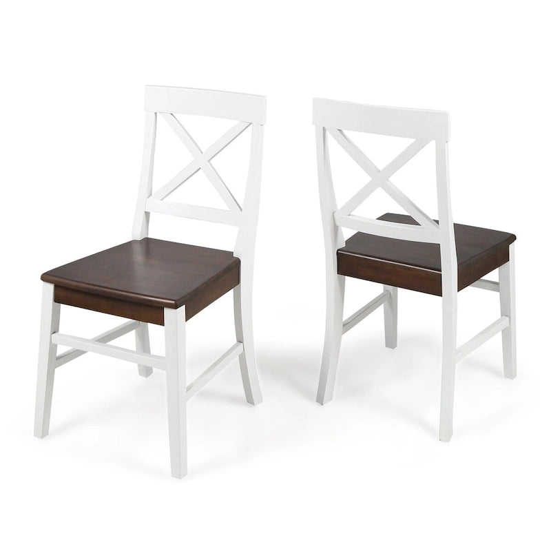 Chaises de salle à manger en bois d'acacia de ferme, ensemble de 2