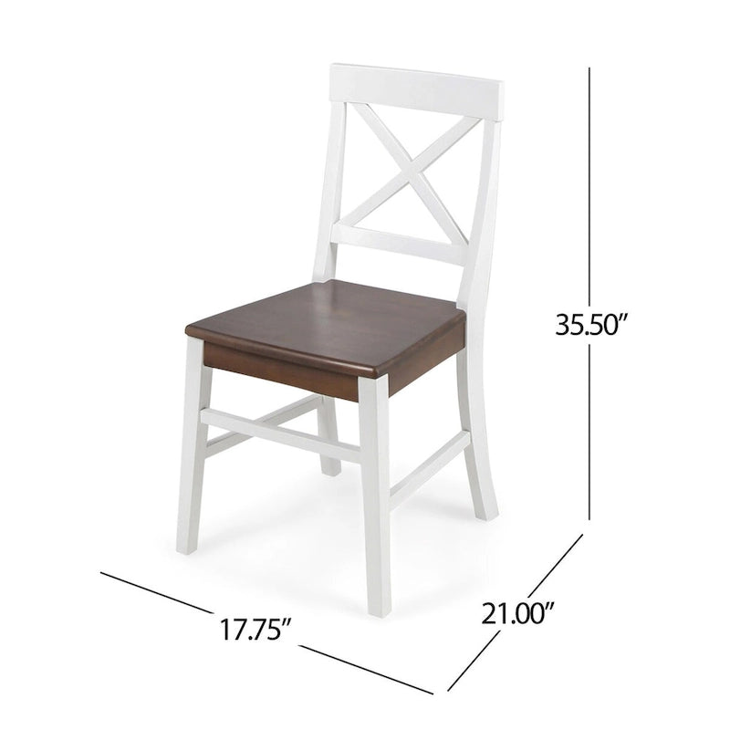 Chaises de salle à manger en bois d'acacia de ferme, ensemble de 2