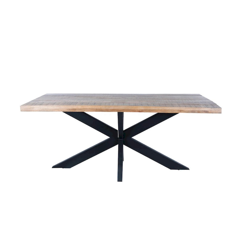 Table à manger en bois de manguier de 160 cm avec pieds araignée en métal