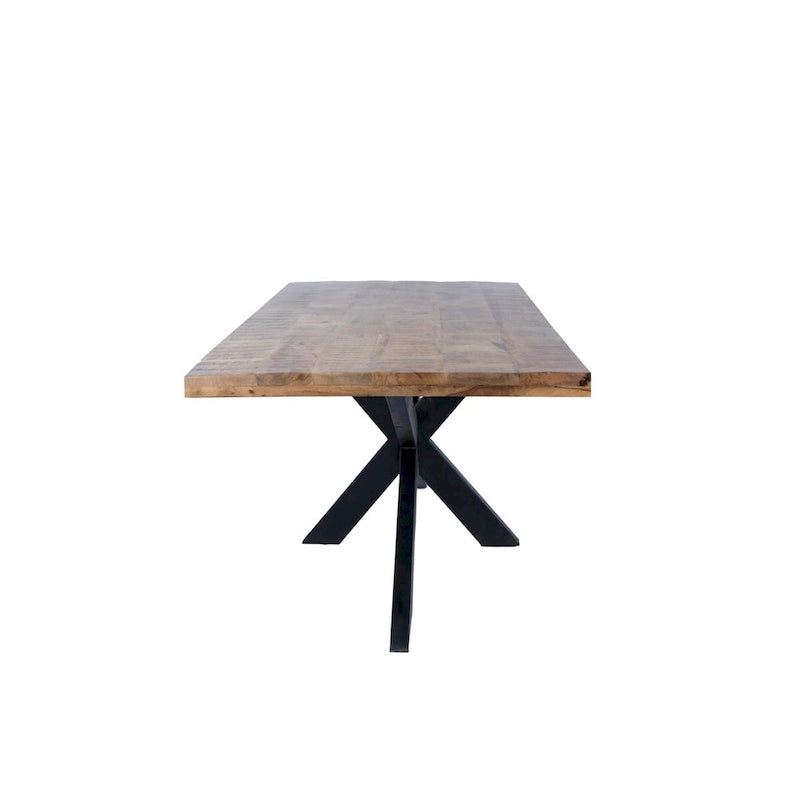 Table à manger en bois de manguier de 160 cm avec pieds araignée en métal