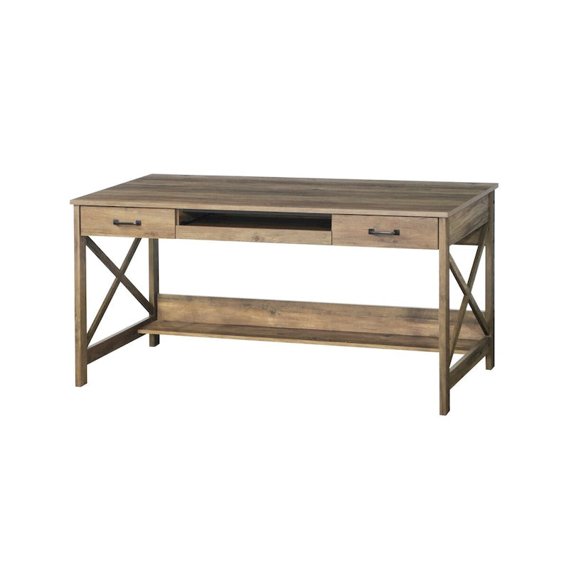 Bureau d'écriture moderne de style fermier de 59,5 po avec deux tiroirs