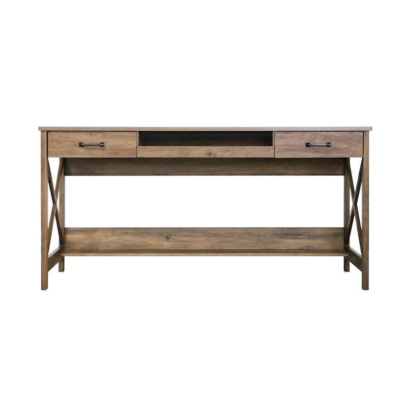 Bureau d'écriture moderne de style fermier de 59,5 po avec deux tiroirs