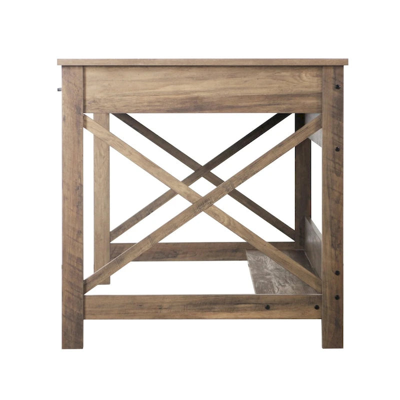 Bureau d'écriture moderne de style fermier de 59,5 po avec deux tiroirs