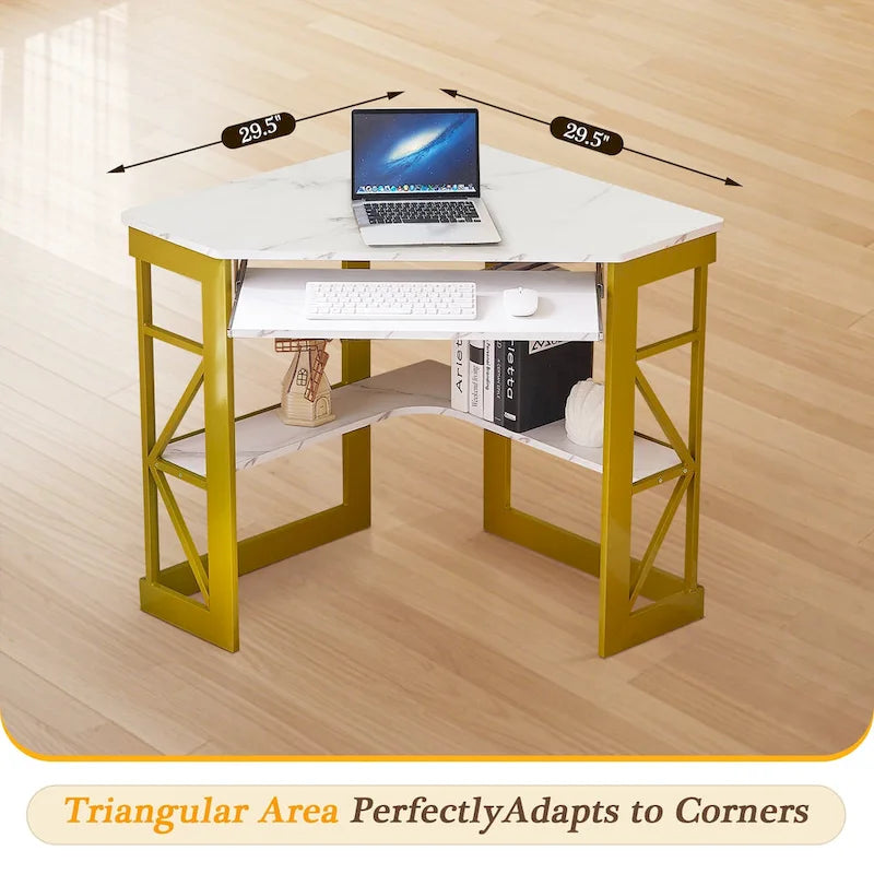 Bureau d'angle avec plateau coulissant pour clavier - Table d'étude, d'écriture ou d'ordinateur