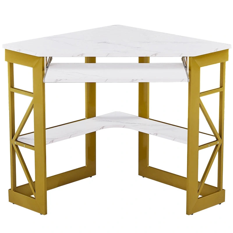 Bureau d'angle avec plateau coulissant pour clavier - Table d'étude, d'écriture ou d'ordinateur