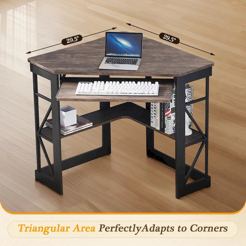 Bureau d'angle avec plateau coulissant pour clavier - Table d'étude, d'écriture ou d'ordinateur