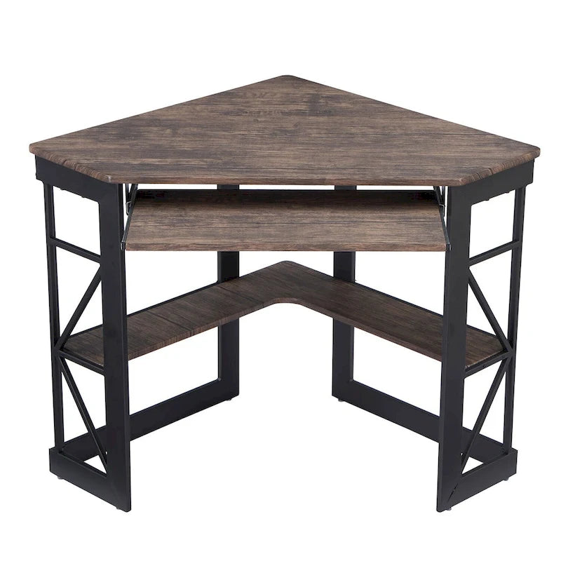 Bureau d'angle avec plateau coulissant pour clavier - Table d'étude, d'écriture ou d'ordinateur