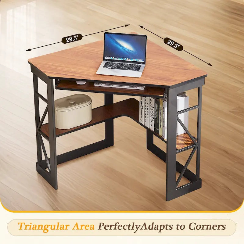Bureau d'angle avec plateau coulissant pour clavier - Table d'étude, d'écriture ou d'ordinateur