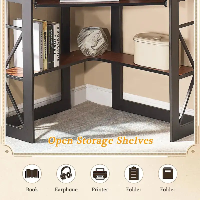 Bureau d'angle avec plateau coulissant pour clavier - Table d'étude, d'écriture ou d'ordinateur