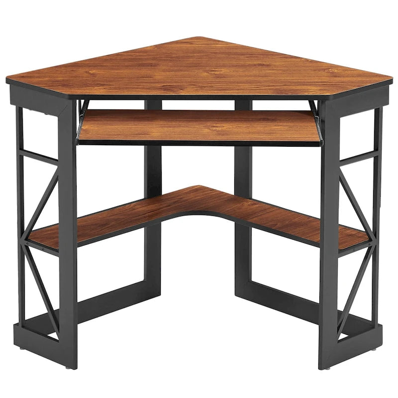 Bureau d'angle avec plateau coulissant pour clavier - Table d'étude, d'écriture ou d'ordinateur