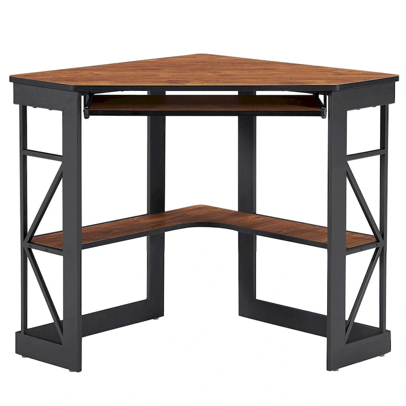 Bureau d'angle avec plateau coulissant pour clavier - Table d'étude, d'écriture ou d'ordinateur