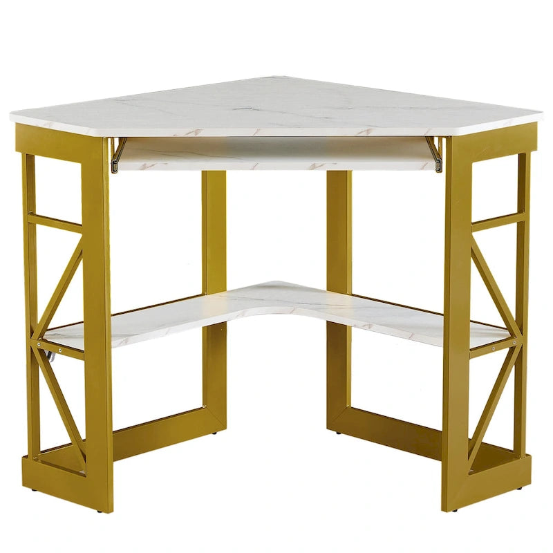 Bureau d'angle avec plateau coulissant pour clavier - Table d'étude, d'écriture ou d'ordinateur